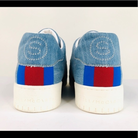 Stella McCartney Embroidered Denim Logo Sneakers - Picture 4 of 12